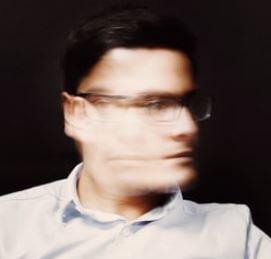 "An in-motion depiction of a man shaking his head, expressing disbelief or disapproval."